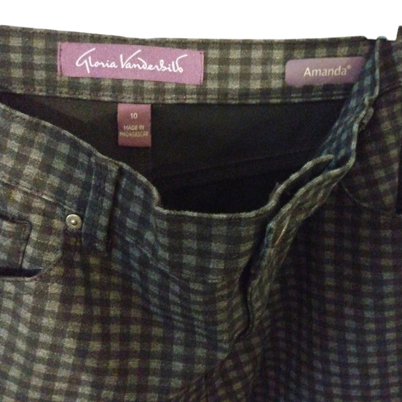 Gloria Vanderbilt Amanda Collection Black-Grey Checkered Stretch Jeans Size 10 - Picture 6 of 9